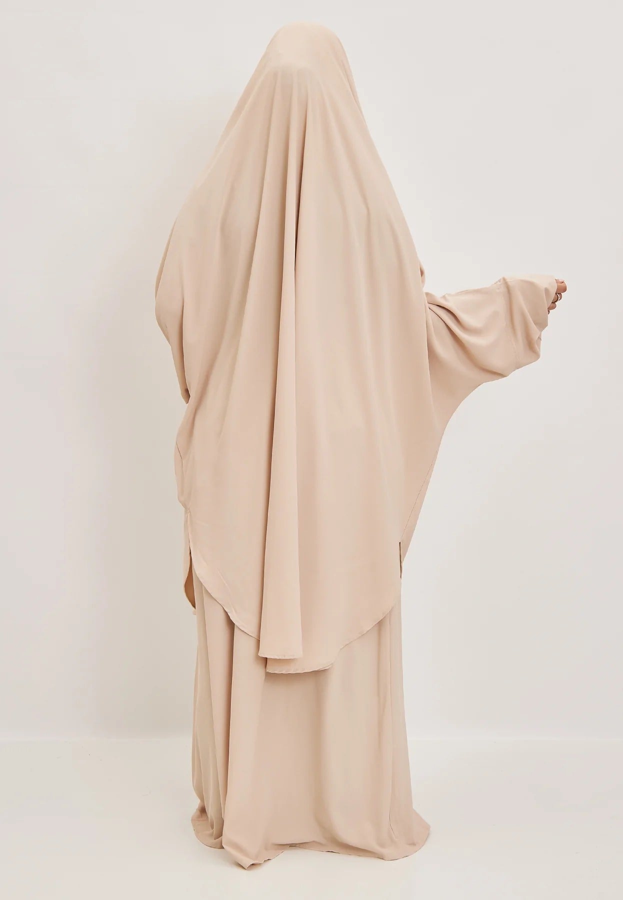 Beige Premium Two Piece Medina Silk Jilbab Set-almanaar Islamic Store