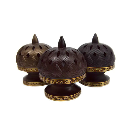 Black & Gold Decorative Dome Bakhoor Burner-almanaar Islamic Store