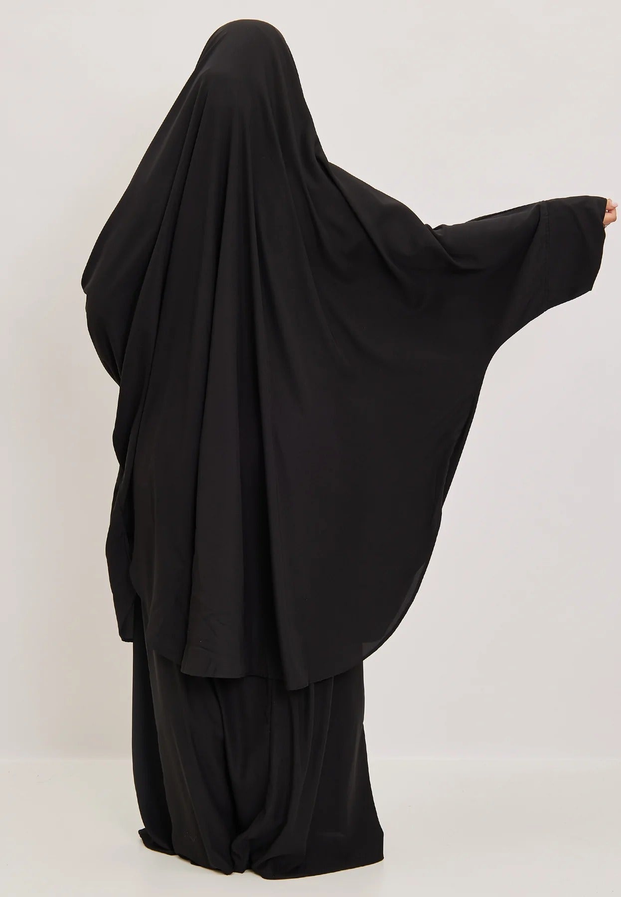 Black Premium Two Piece Medina Silk Jilbab Set-almanaar Islamic Store