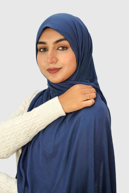 Almanaar Five Premium Jersey Scarf – Navy Blue - almanaar Islamic Store