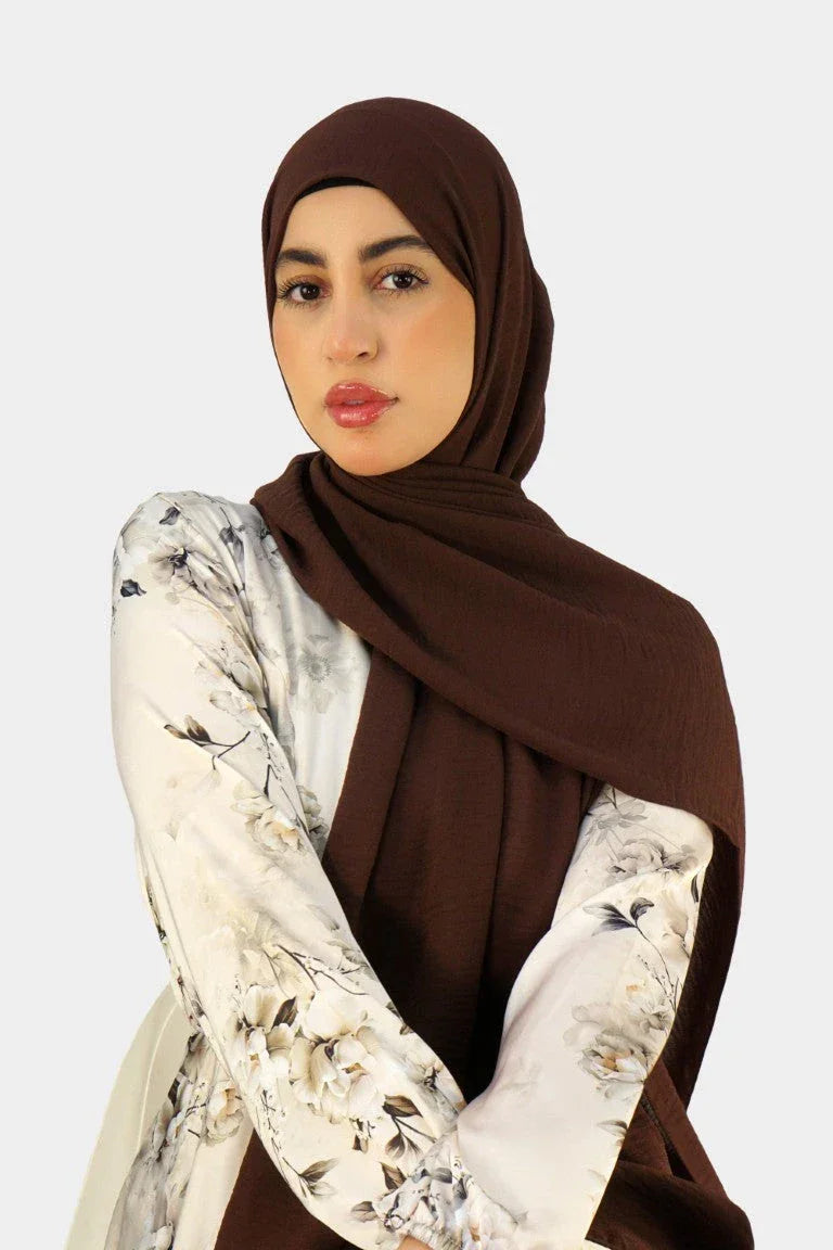 Premium Chiffon Hijab – Dark Brown - almanaar Islamic Store