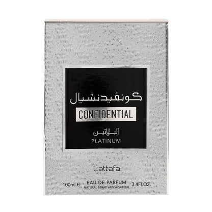 Confidential Platinum Eau de Parfum 100ml Lattafa-almanaar Islamic Store
