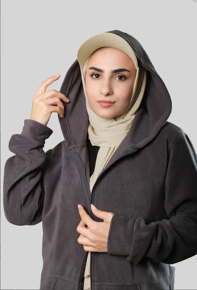 Ready-to-Wear Hijab with Cap Cream in Premium Sandy Fabric almanaar Islamic Store