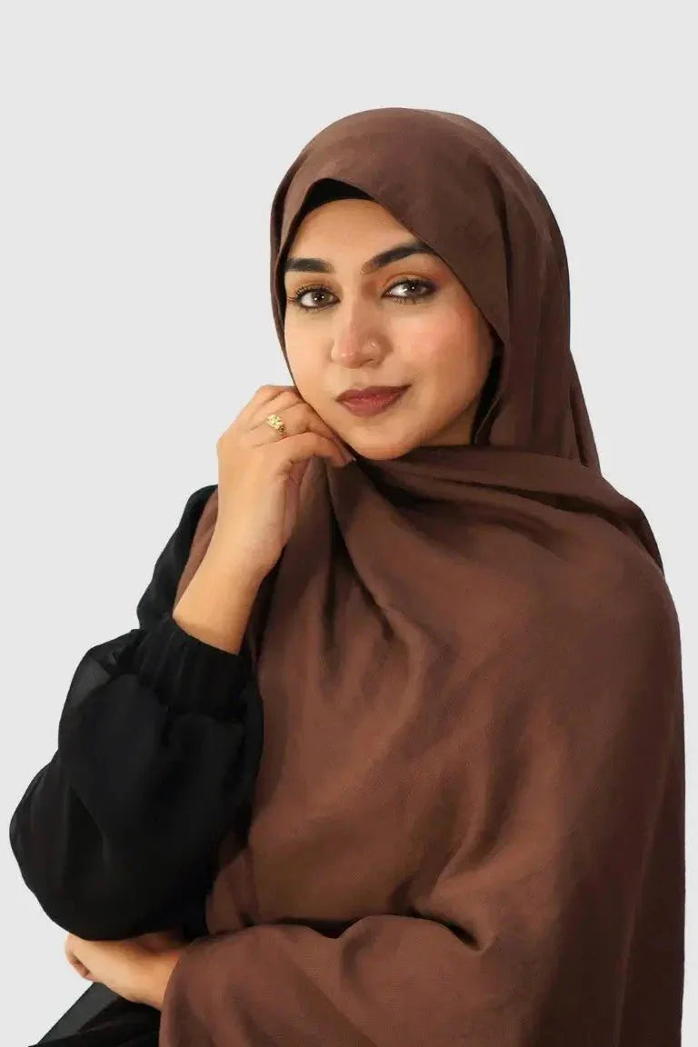 Blend Cotton Hijab – Dark Brown - almanaar Islamic Store