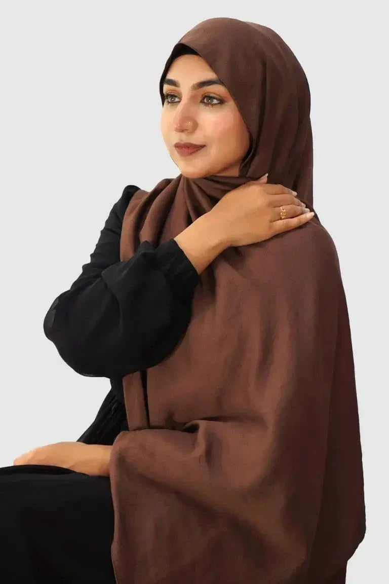 Blend Cotton Hijab – Dark Brown - almanaar Islamic Store