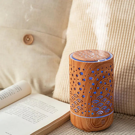 Luminous Aromatherapy Humidifier | 230ml Wooden Design (AM010) almanaar Islamic Store