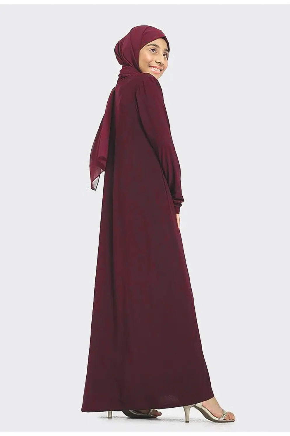 Plain Jersey Abaya Girls Maroon - almanaar Islamic Store