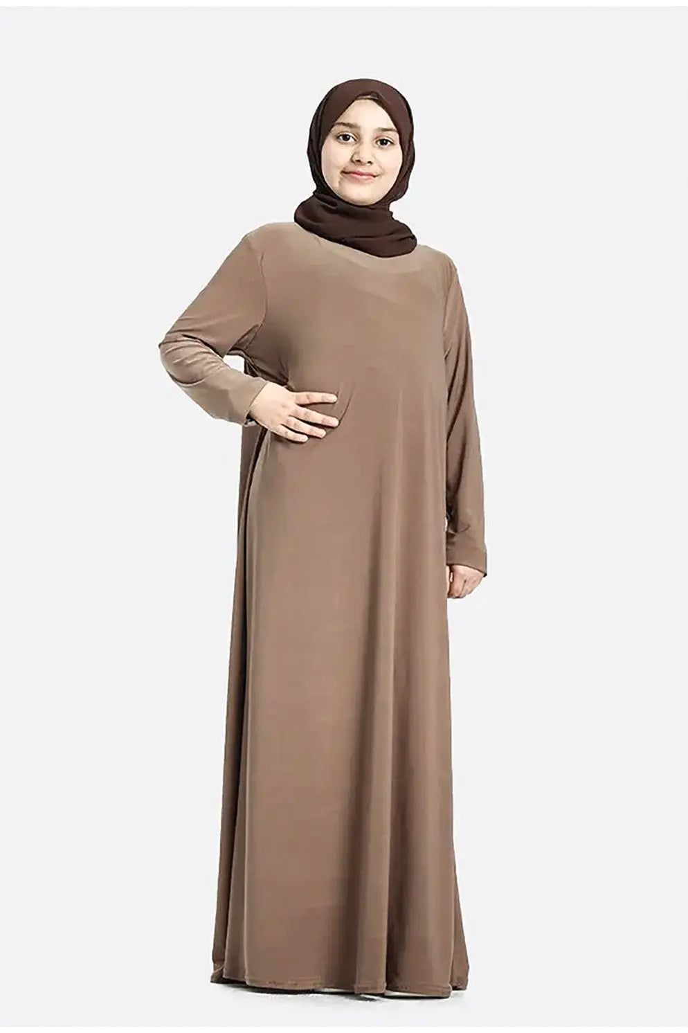 Plain Jersey Abaya Girls Beige - almanaar Islamic Store