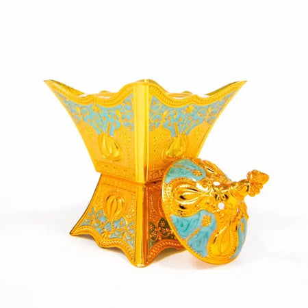 Turquoise Enamel Gold Luxury Burner - almanaar Islamic Store