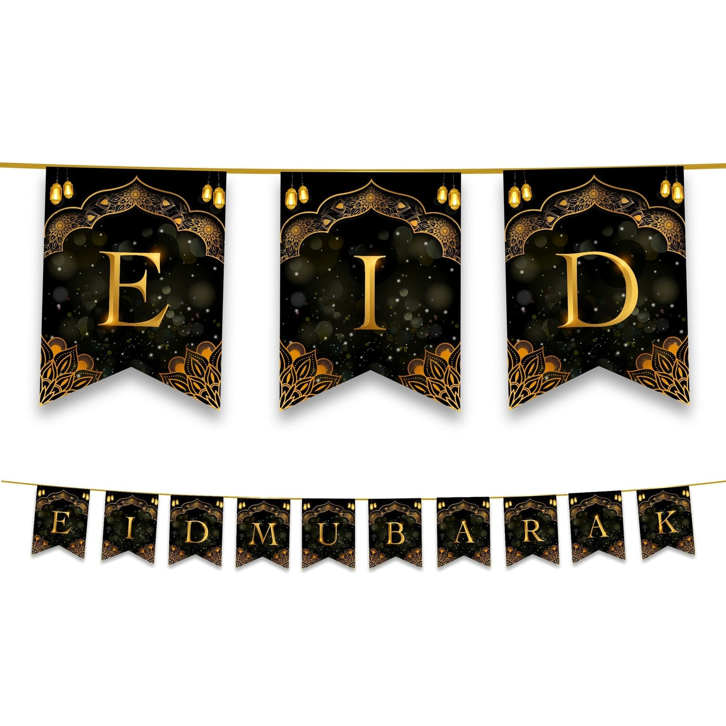 Eid Mubarak Bunting - Black & Gold-almanaar Islamic Store