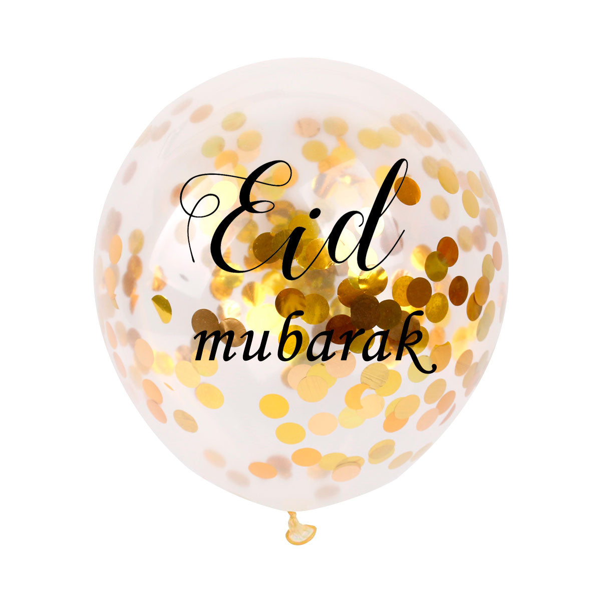 Eid Mubarak Confetti Balloons Pack of 5 - Gold-almanaar Islamic Store