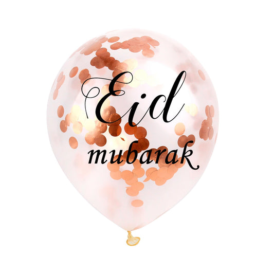 Eid Mubarak Confetti Balloons Pack of 5 - Rose Gold-almanaar Islamic Store
