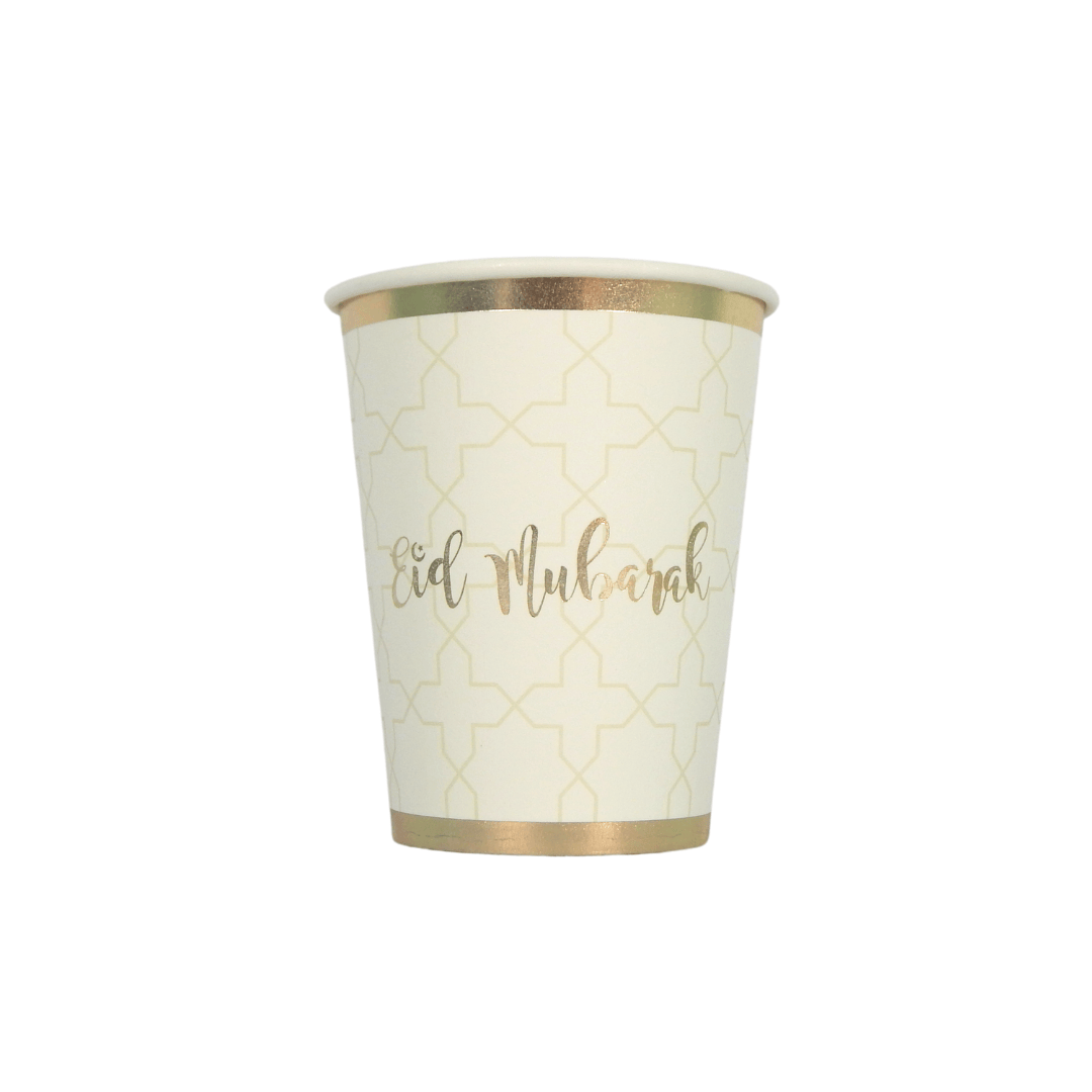Eid Mubarak Cups (10pk) – Cream & Gold-almanaar Islamic Store