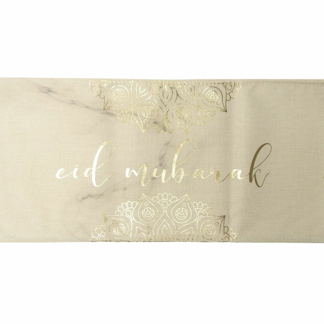 Eid Table Runner – Marble & Gold-almanaar Islamic Store