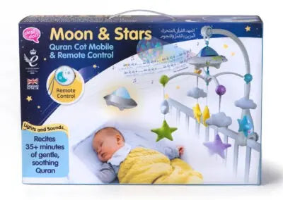 Moon & Stars Quran Cot Mobile with Light Projection Desi Doll