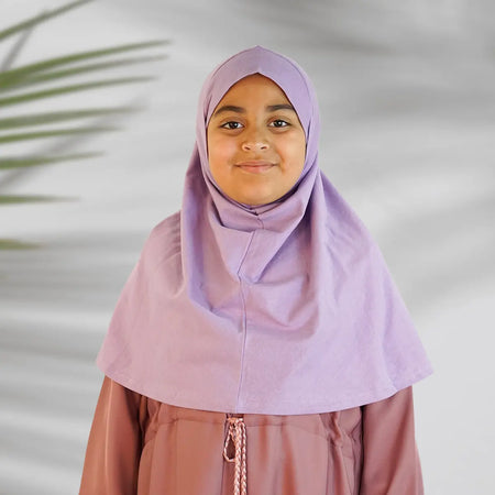 Children’s Plain Cotton Pull-On Hijab Lavender almanaar Islamic Store