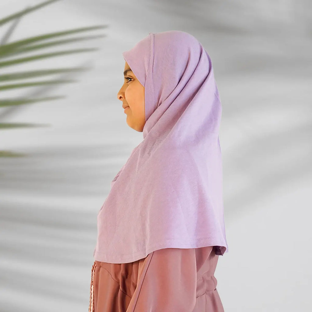 Children’s Plain Cotton Pull-On Hijab Lavender almanaar Islamic Store