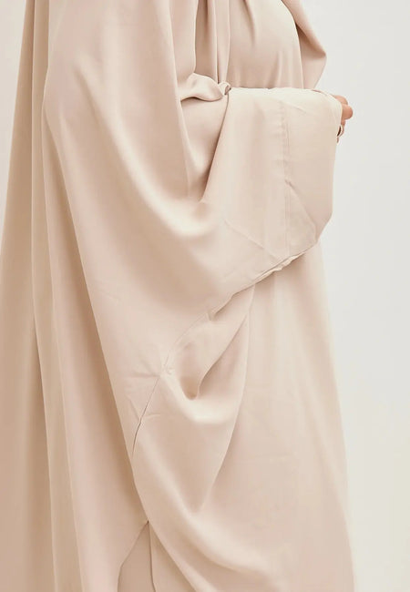 Light Beige Premium Two Piece Medina Silk Jilbab Set-almanaar Islamic Store