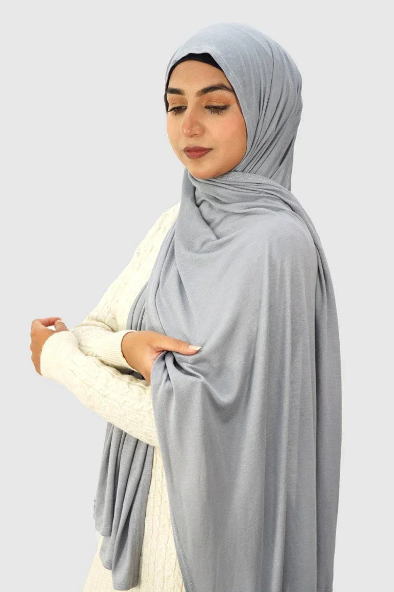 Almanaar Five Premium Jersey Scarf – Light Grey - almanaar Islamic Store