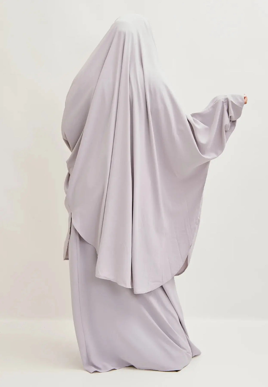 Light Grey Premium Two Piece Medina Silk Jilbab Set-almanaar Islamic Store