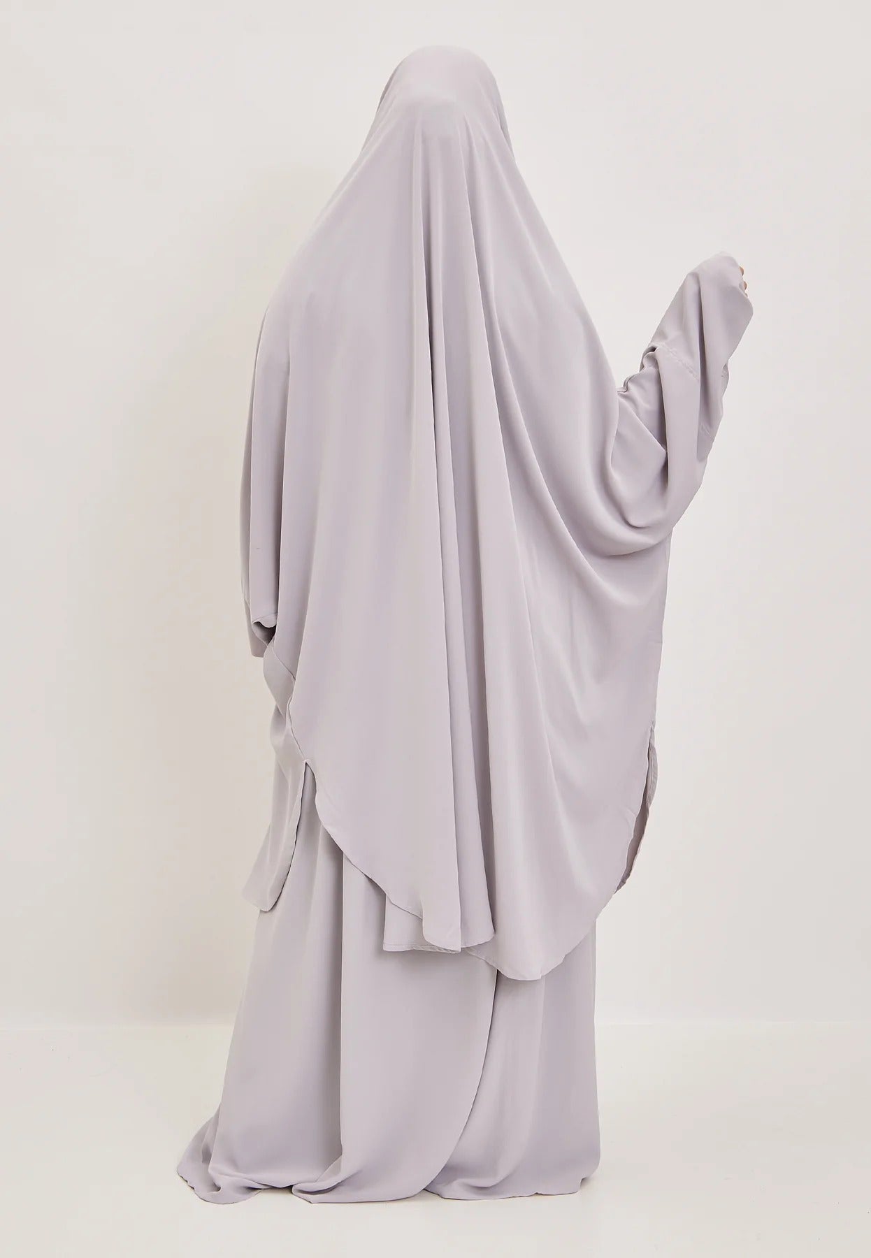 Light Grey Premium Two Piece Medina Silk Jilbab Set-almanaar Islamic Store