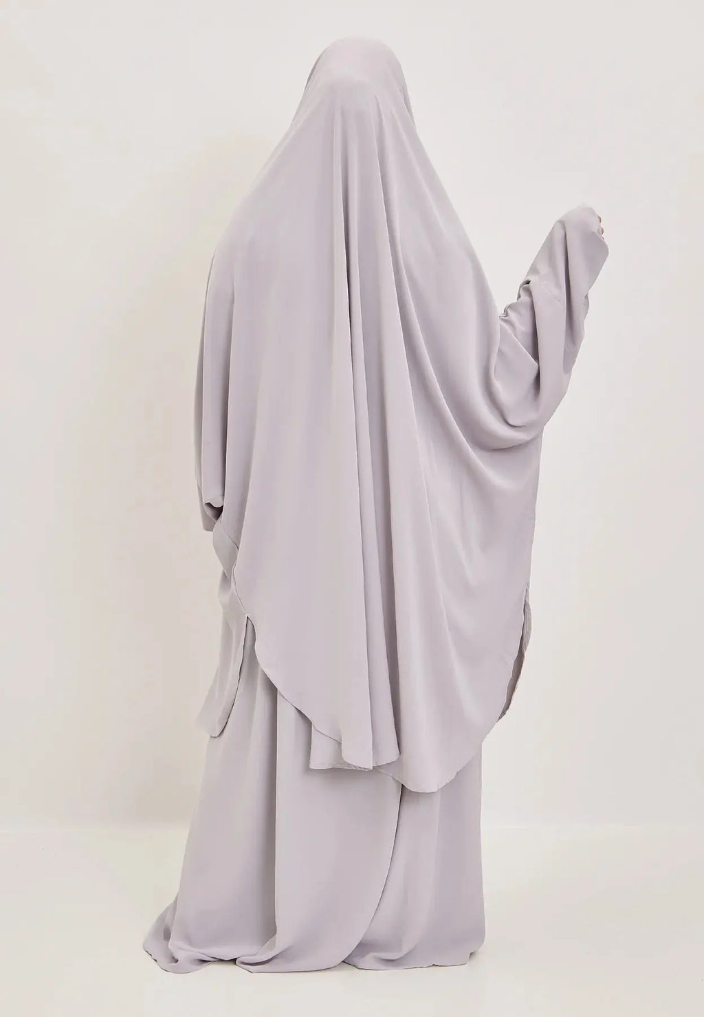 Light Grey Premium Two Piece Medina Silk Jilbab Set-almanaar Islamic Store