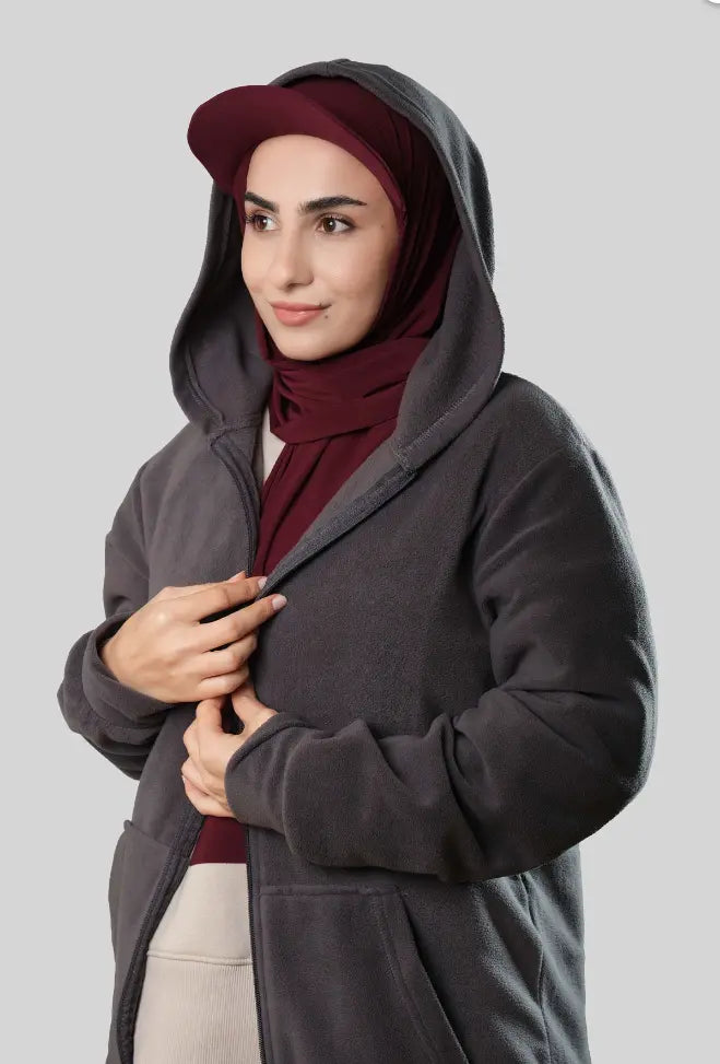 Ready-to-Wear Hijab with Cap Maroon in Premium Sandy Fabric almanaar Islamic Store