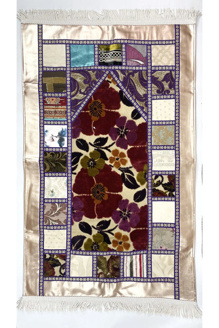 Metalic And Floral Printed Prayer Mat-almanaar Islamic Store