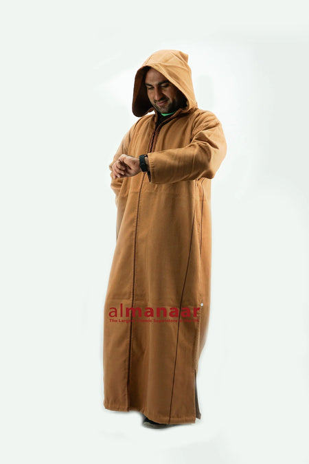 Moroccan Thick Long Thobe with Hood-almanaar Islamic Store