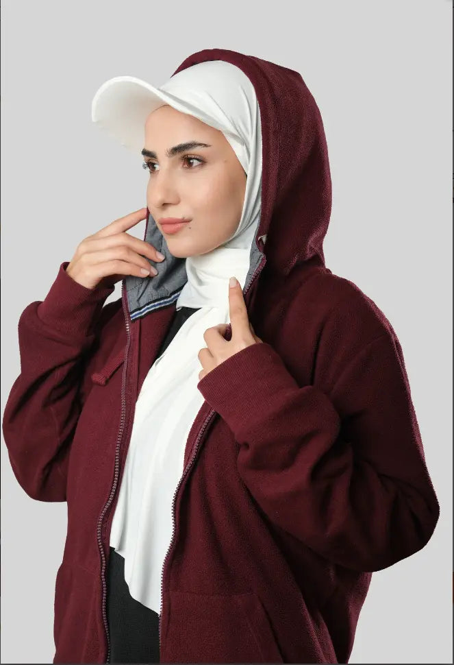 Ready-to-Wear Hijab with Cap Off White in Premium Sandy Fabric almanaar Islamic Store