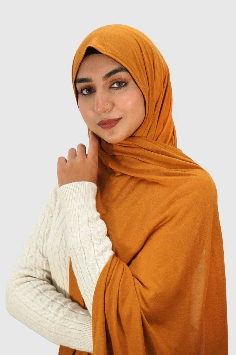 Almanaar Five Premium Jersey Scarf – Saffron - almanaar Islamic Store