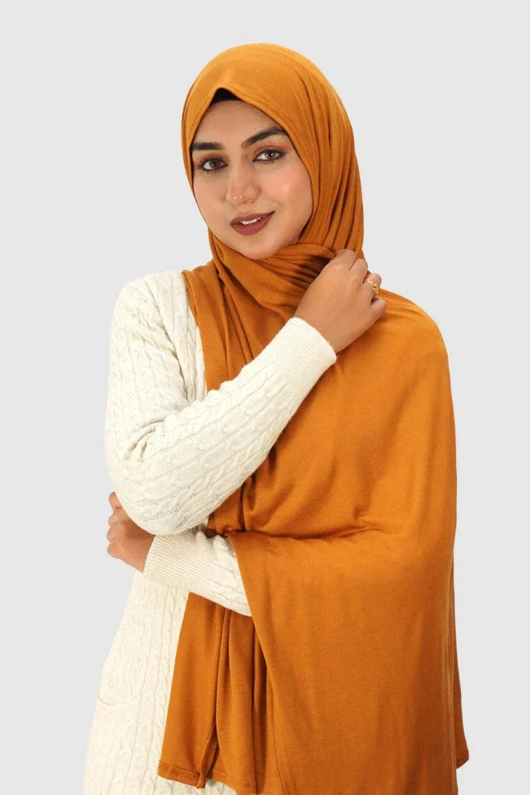 Almanaar Five Premium Jersey Scarf – Saffron - almanaar Islamic Store