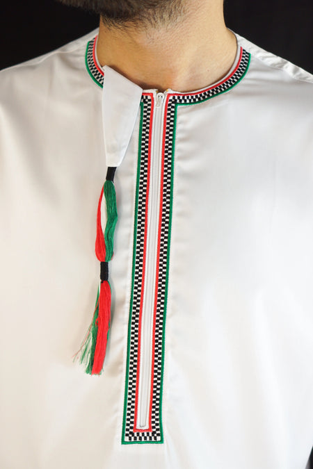 Palestine Inspired Emirati Tassel Thobe | Almanaar Islamic Store