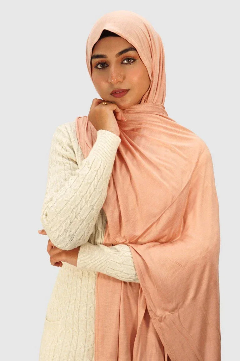 Almanaar Five Premium Jersey Scarf – Peach - almanaar Islamic Store