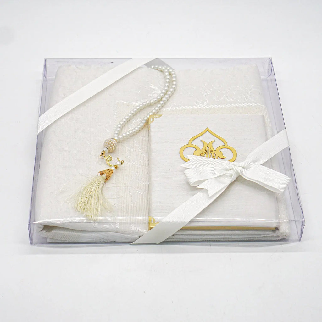 Prayer Mat Gift Set With Prayer Beads and Surah Book - A Beautiful Gift for Any Occasion-almanaar Islamic Store