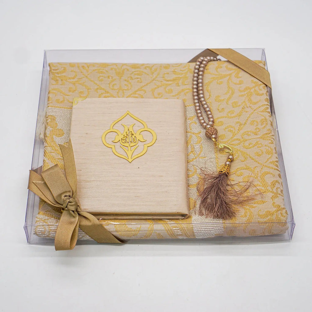 Prayer Mat Gift Set With Prayer Beads and Surah Book - A Beautiful Gift for Any Occasion-almanaar Islamic Store