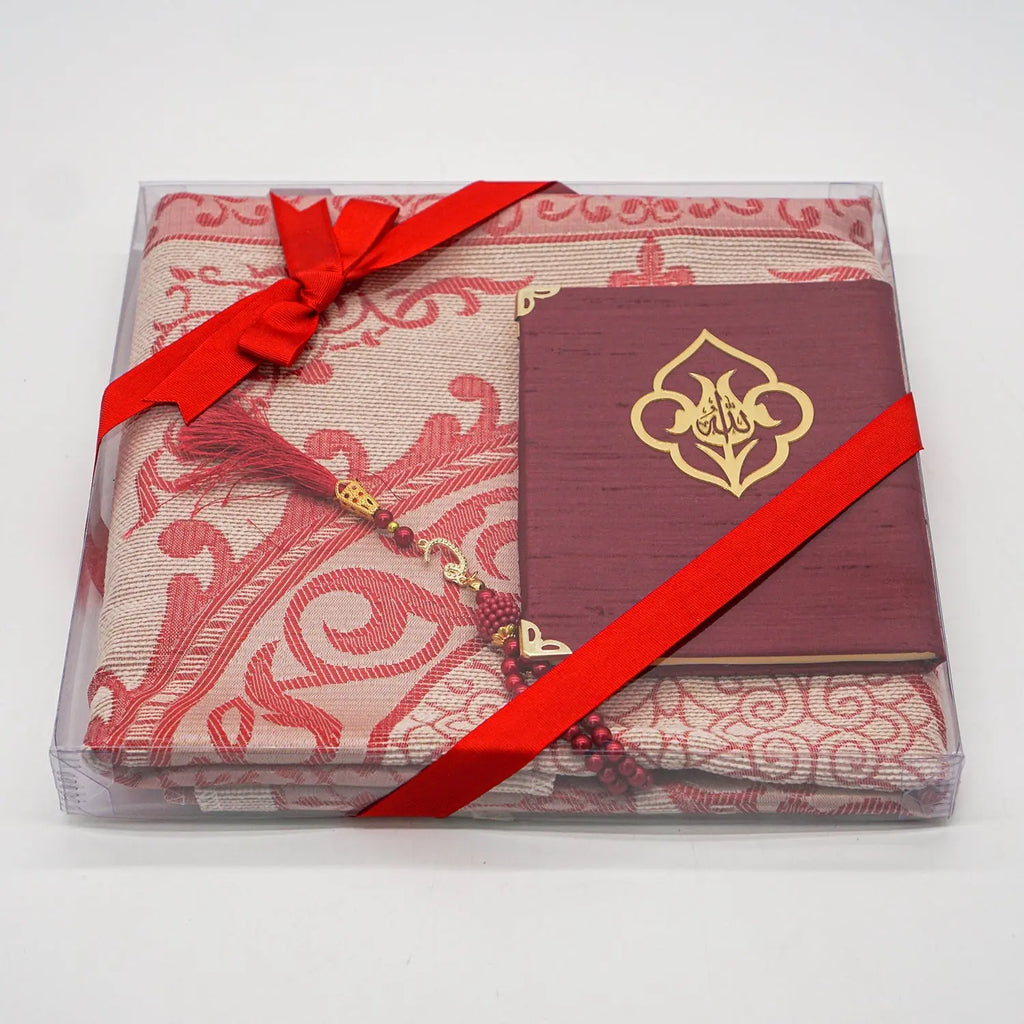 Prayer Mat Gift Set With Prayer Beads and Surah Book - A Beautiful Gift for Any Occasion-almanaar Islamic Store