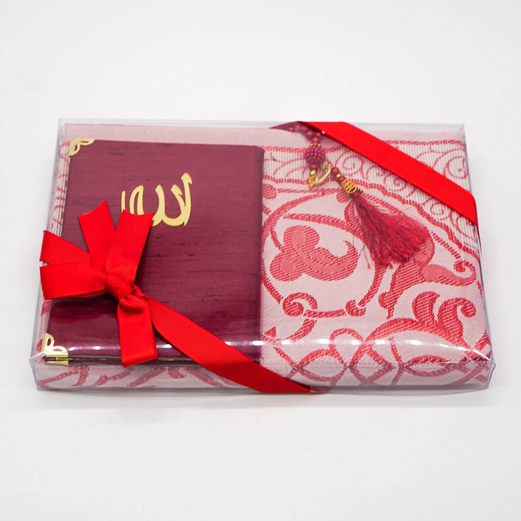 Prayer Mat Gift Set With Prayer Beads and Surah Book-almanaar Islamic Store