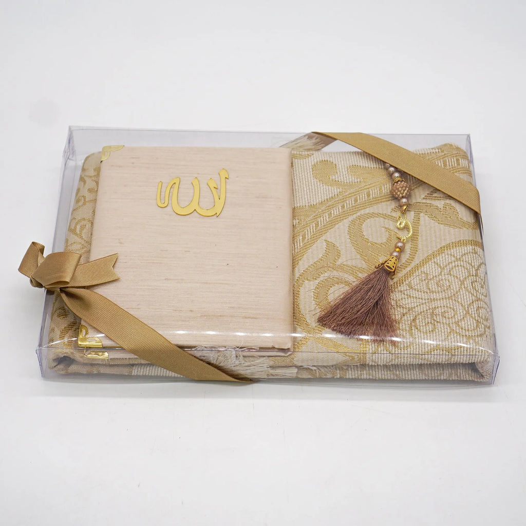 Prayer Mat Gift Set With Prayer Beads and Surah Book-almanaar Islamic Store