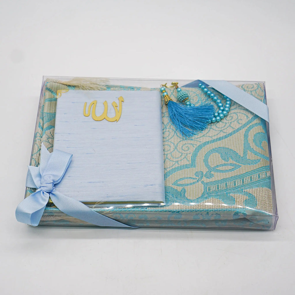 Prayer Mat Gift Set With Prayer Beads and Surah Book-almanaar Islamic Store