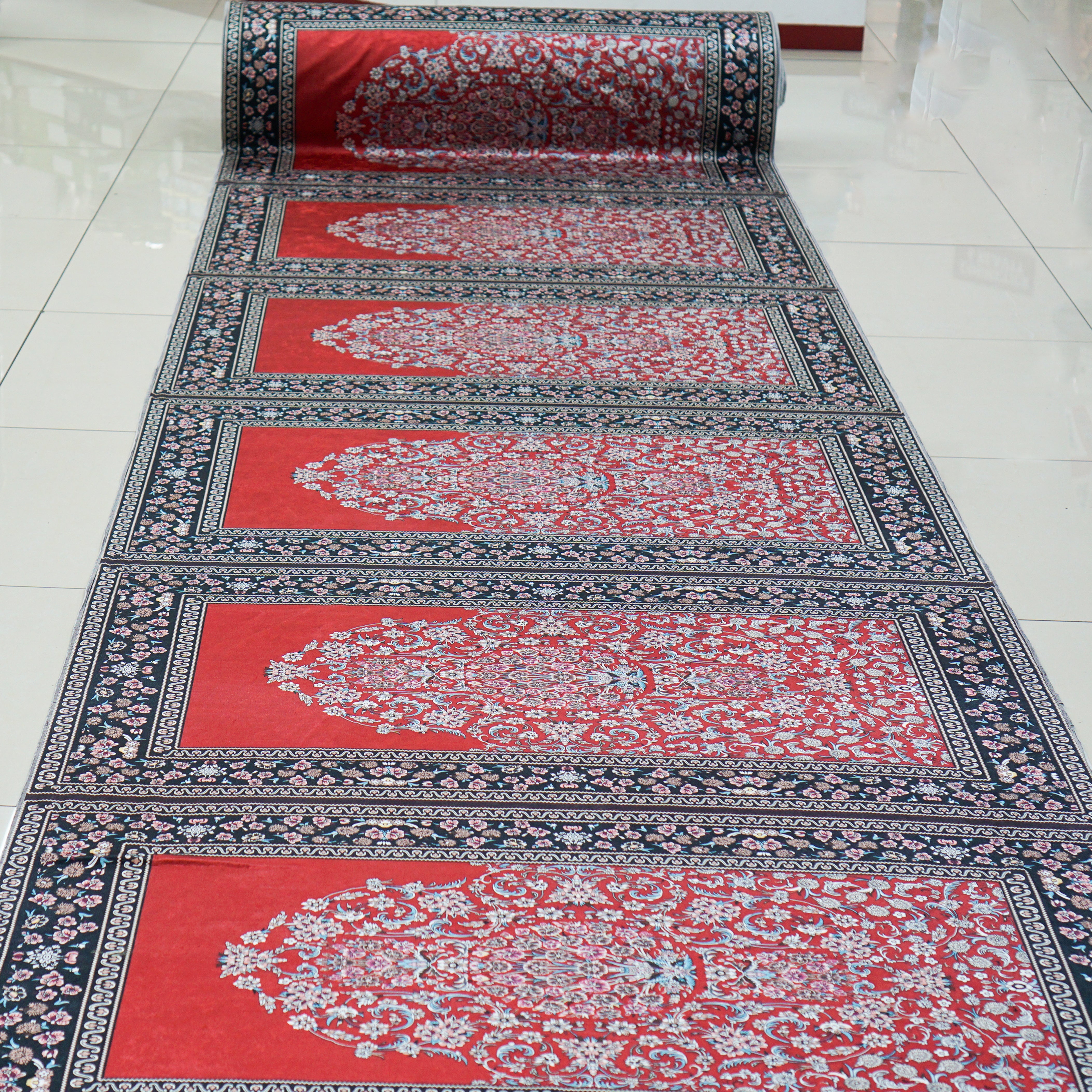 Premium Red Prayer Mat Fabric Roll-almanaar Islamic Store