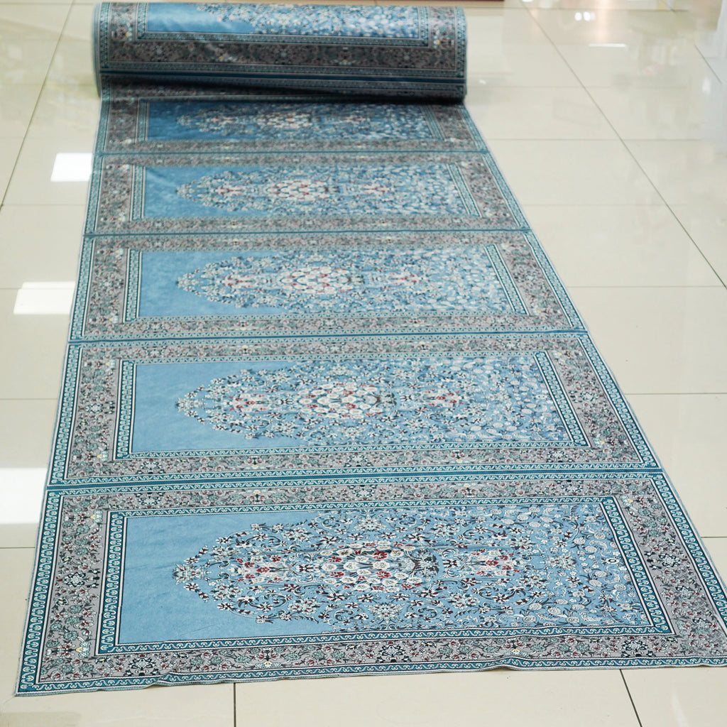 Premium Sky blue Prayer Mat Fabric Roll-almanaar Islamic Store