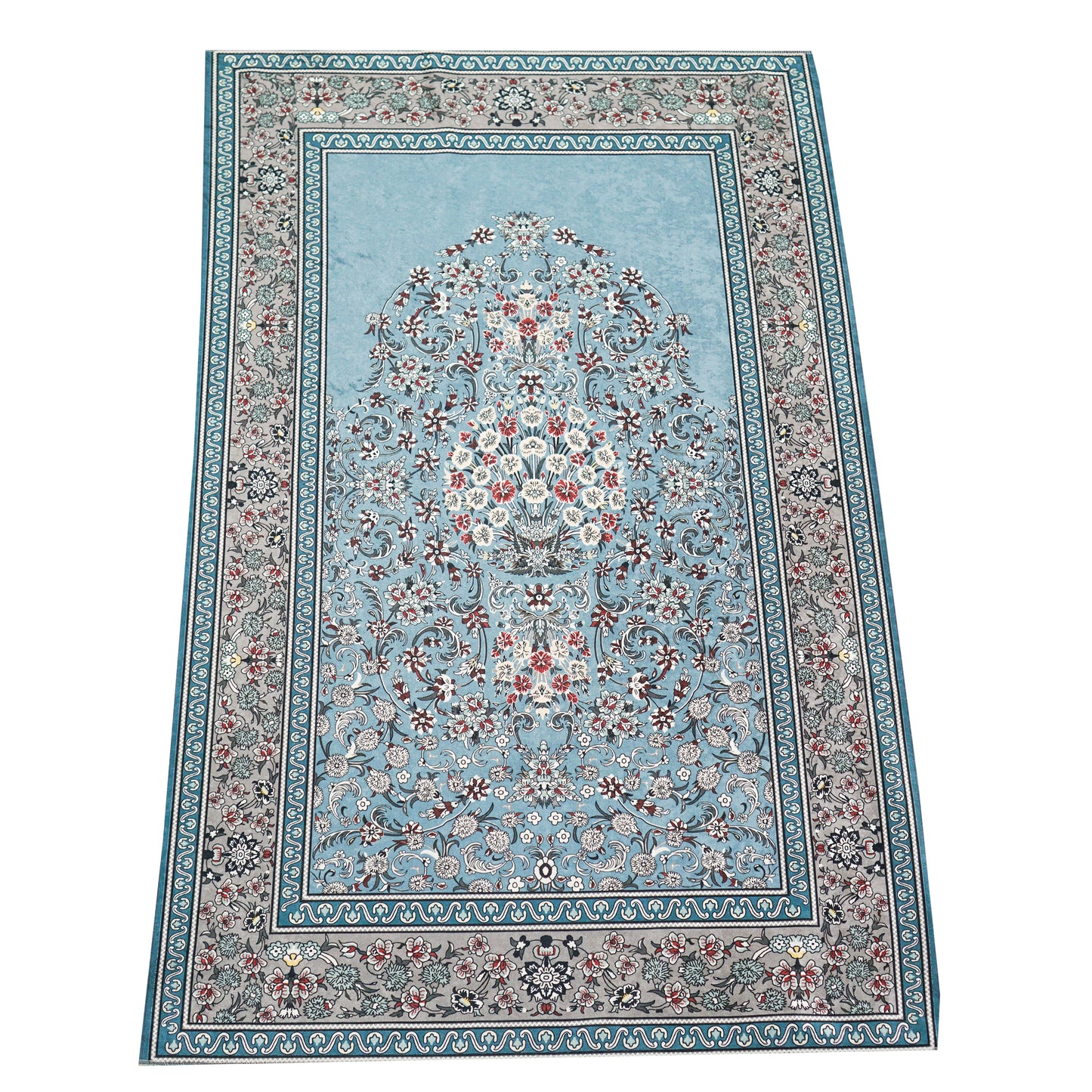 Premium Sky blue Prayer Mat Fabric Roll-almanaar Islamic Store