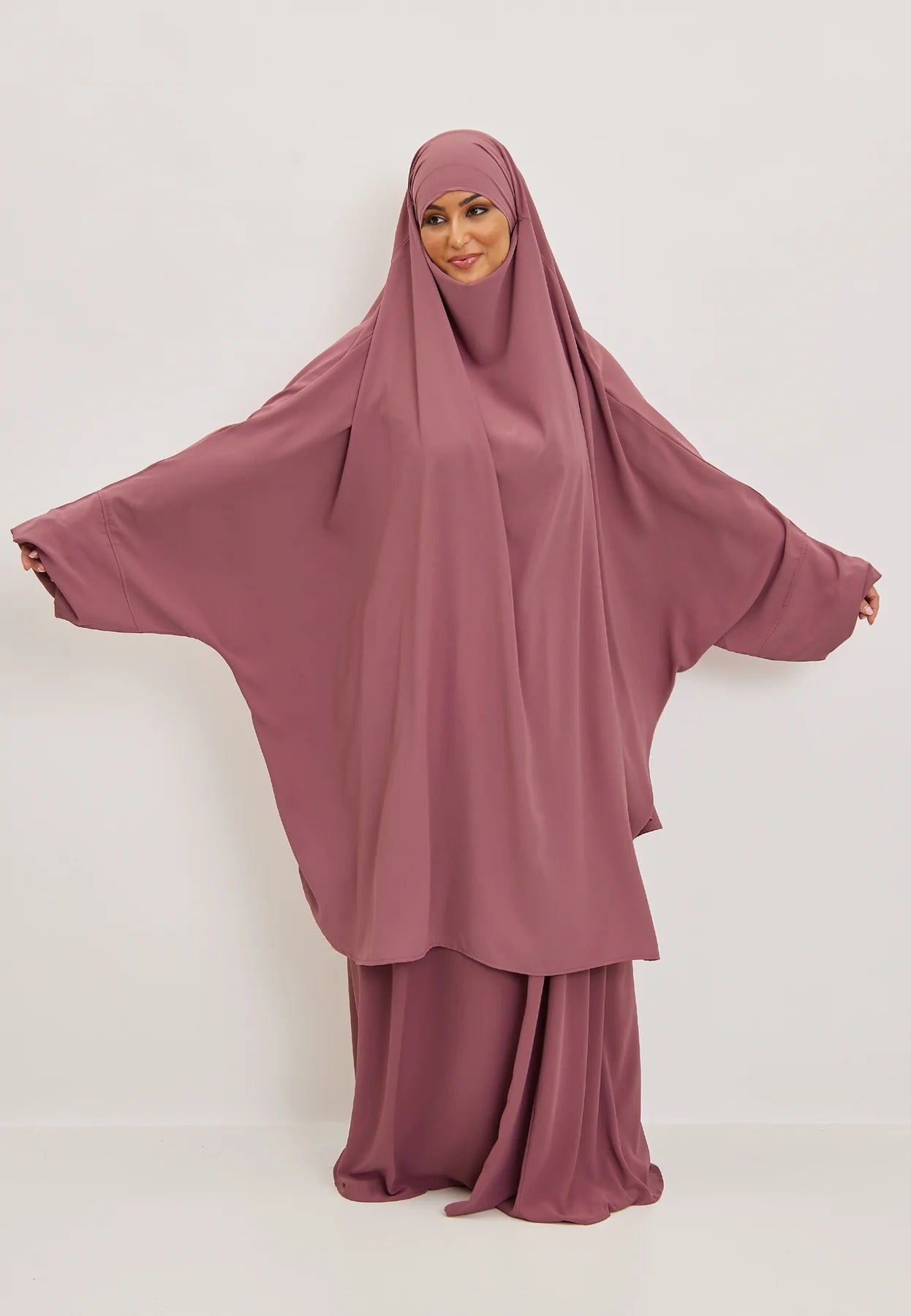 Rosewood Premium Two Piece Medina Silk Jilbab Set-almanaar Islamic Store