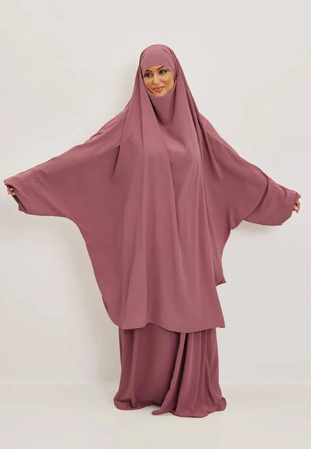 Rosewood Premium Two Piece Medina Silk Jilbab Set-almanaar Islamic Store