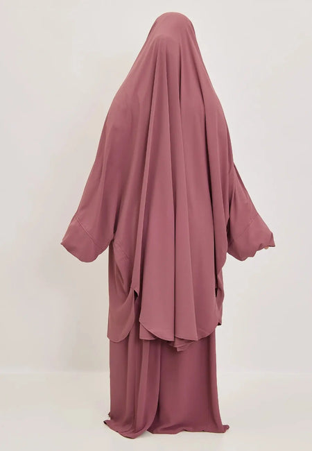 Rosewood Premium Two Piece Medina Silk Jilbab Set-almanaar Islamic Store