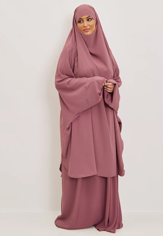 Rosewood Premium Two Piece Medina Silk Jilbab Set-almanaar Islamic Store
