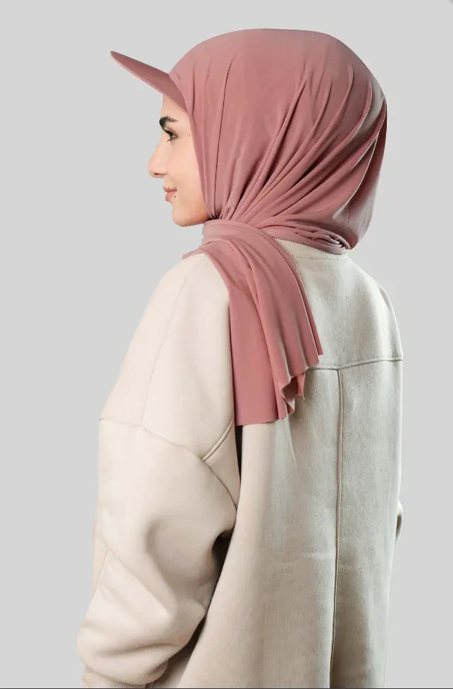 Ready-to-Wear Hijab with Cap Rust in Premium Sandy Fabric almanaar Islamic Store