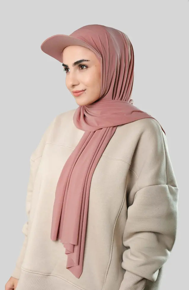 Ready-to-Wear Hijab with Cap Rust in Premium Sandy Fabric almanaar Islamic Store