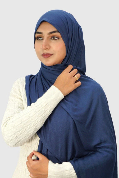 Almanaar Five Premium Jersey Scarf – Navy Blue - almanaar Islamic Store